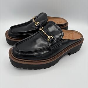 Sam Edelman Lennon Lug Sole Mule Loafer black 6.5 horsebit preppy academia